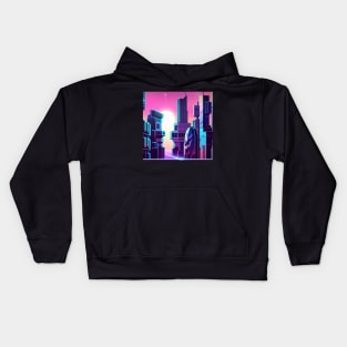 Retro Futuristic Cityscape Kids Hoodie